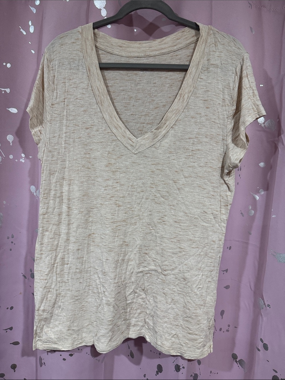 Women’s V-Neck Short Sleeve Top - Cream